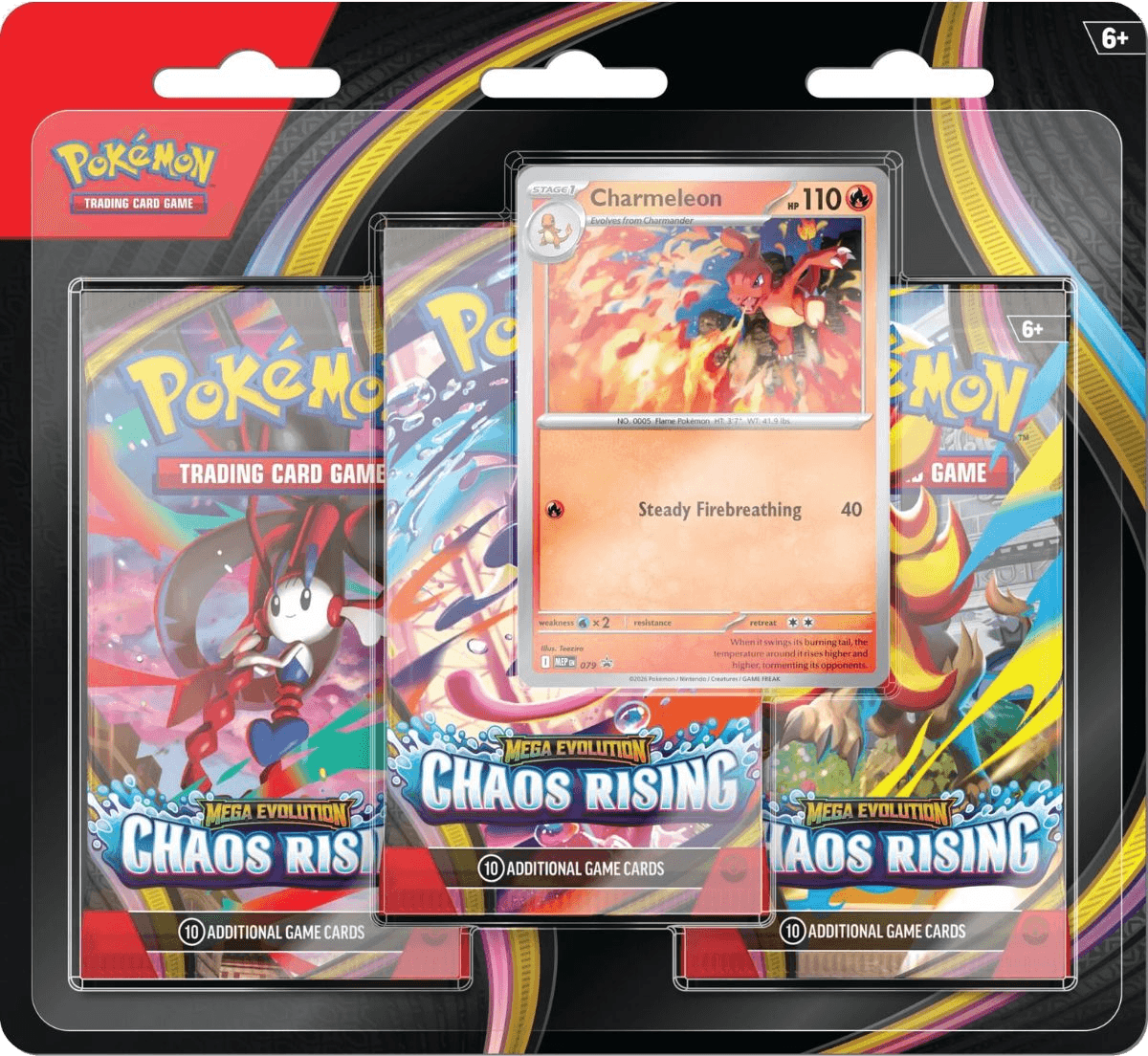 Mega Evolution - Chaos Rising 3 Blister Charmeleon Booster Pack