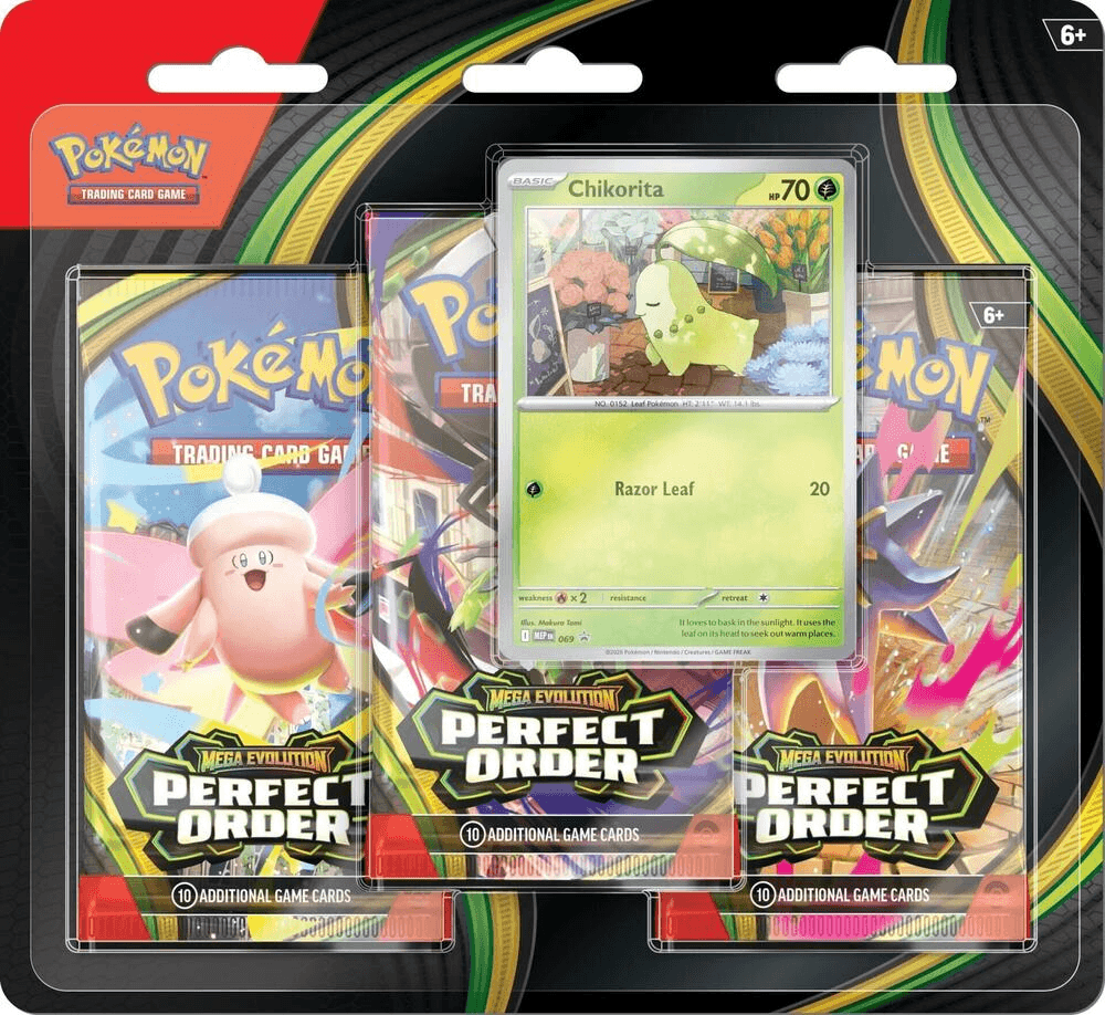 Mega Evolution - Perfect Order 3 Blister Chikorita Booster Pack