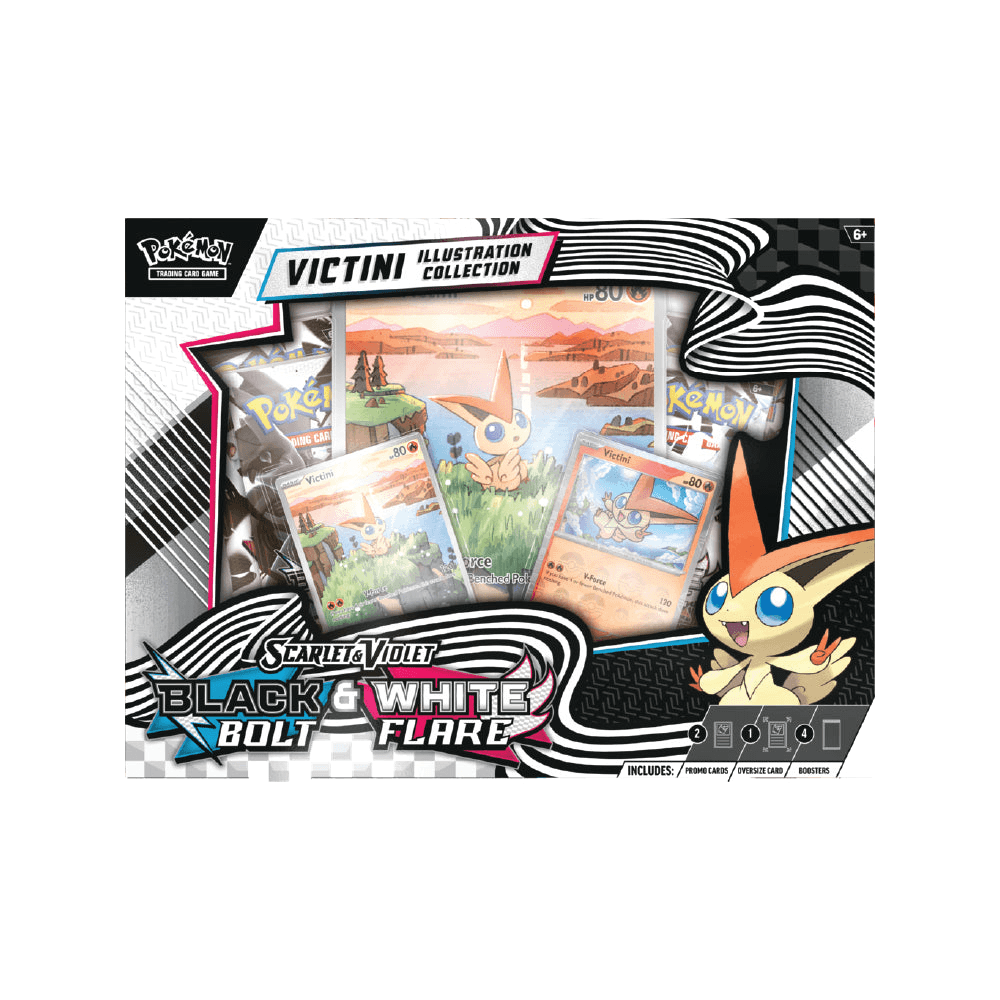 Scarlet & Violet Black Bolt and White Flare Illustration Victini Collection