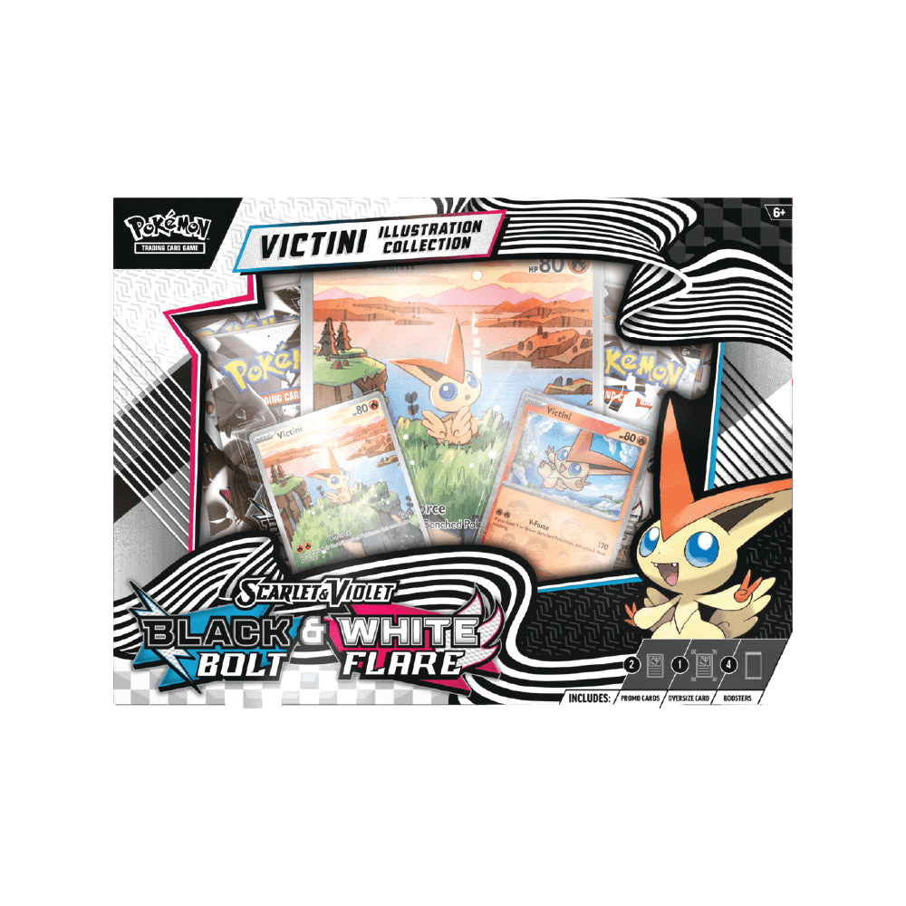 Scarlet & Violet Black Bolt and White Flare Illustration Victini Collection