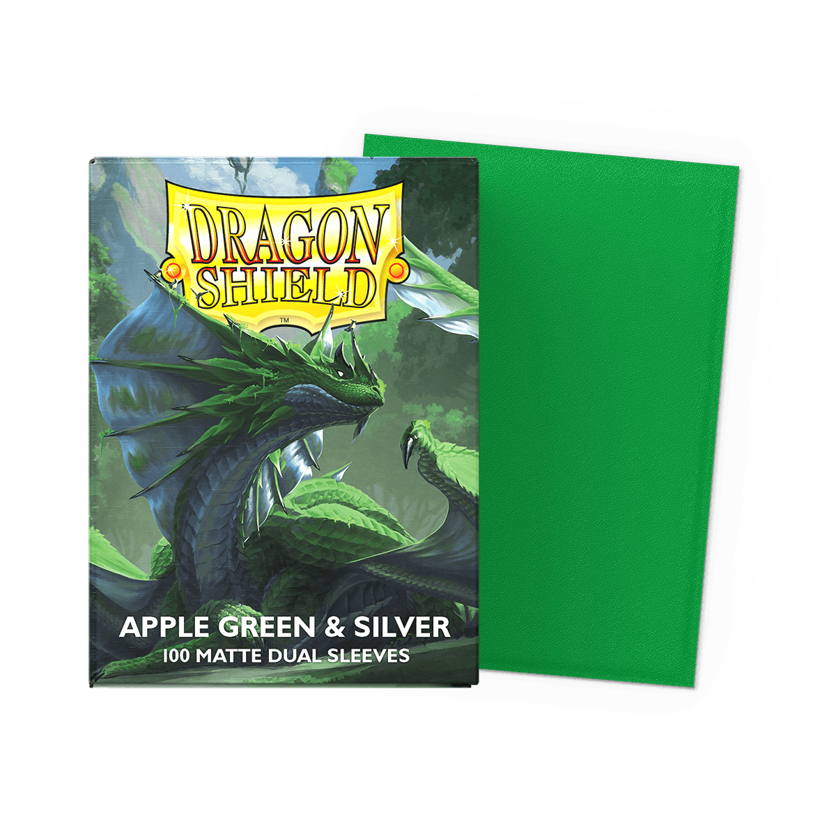 Dragon Shield Dual Matte Sleeves — Apple Green & Silver (100)