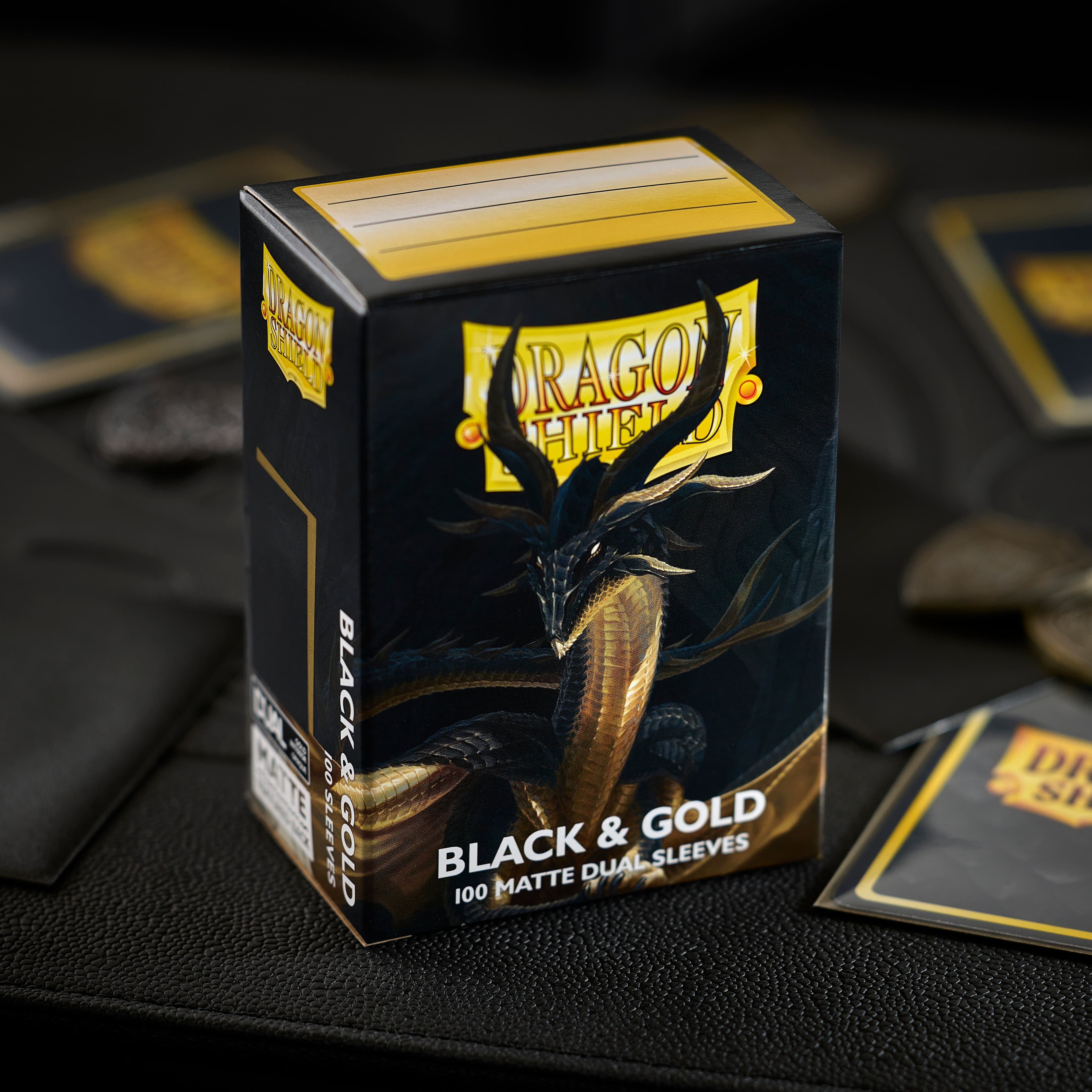 Dragon Shield Dual Matte Sleeves — Black & Gold (100)