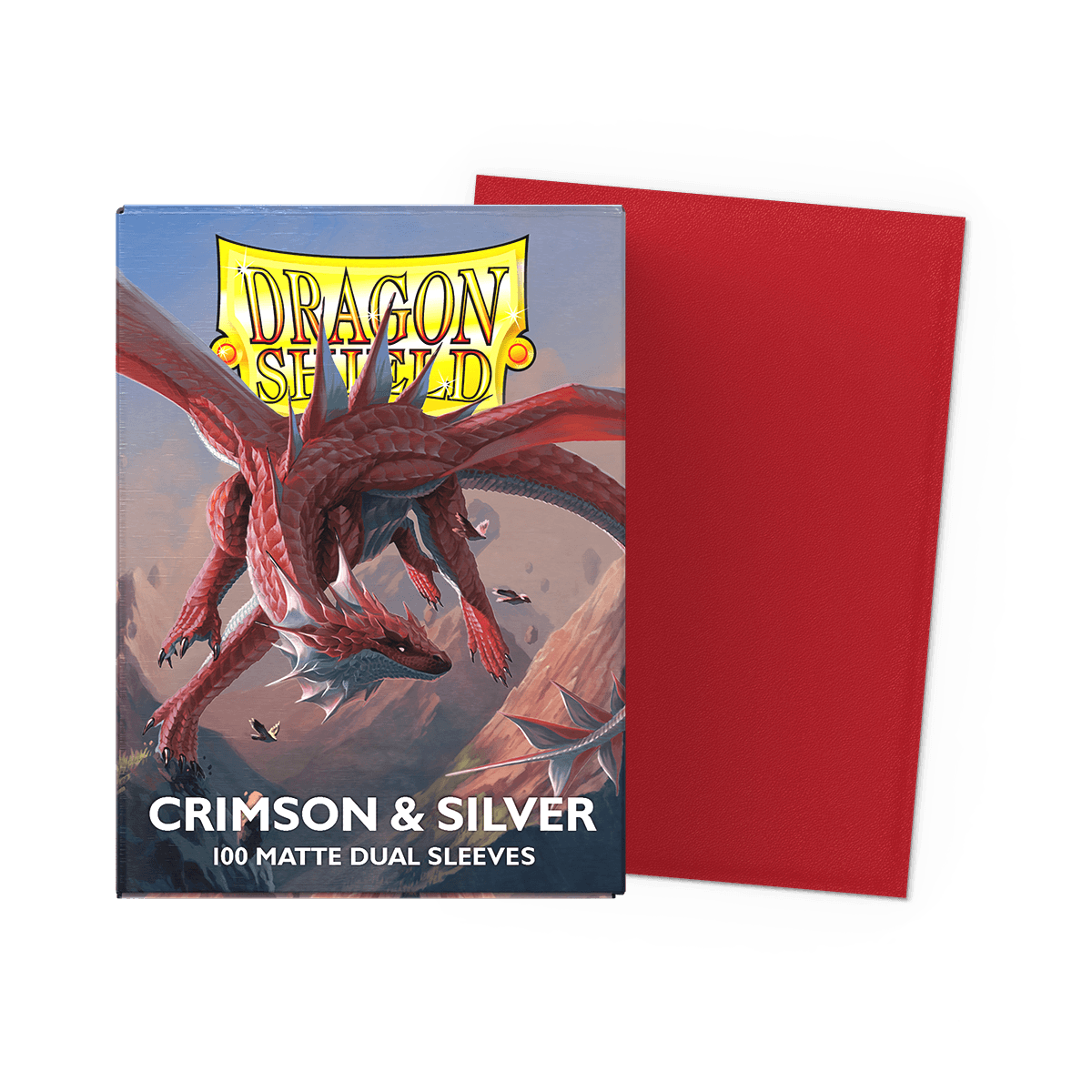 Dragon Shield Dual Matte Sleeves — Crimson & Silver (100)