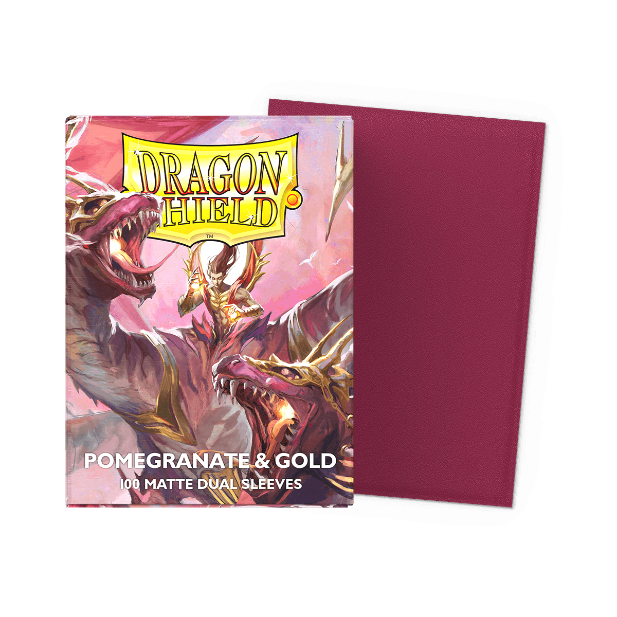 Dragon Shield Dual Matte Sleeves — Pomegranate & Gold (100)