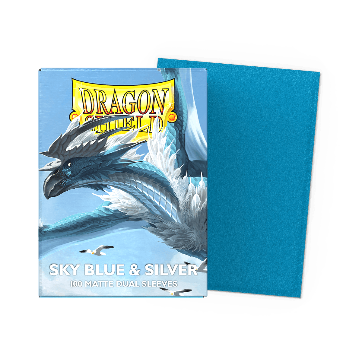 Dragon Shield Dual Matte Sleeves — Sky Blue & Silver (100)