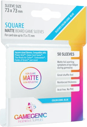 Gamegenic Matte Board Game Sleeves Blue 73 x 73 mm (50 sleeves)