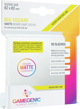 Gamegenic Matte Board Game Sleeves Lime 82 x 82 mm (50 sleeves)