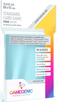 Gamegenic Prime Board Game Sleeves Grey 66 x 91 mm (50 sleeves)