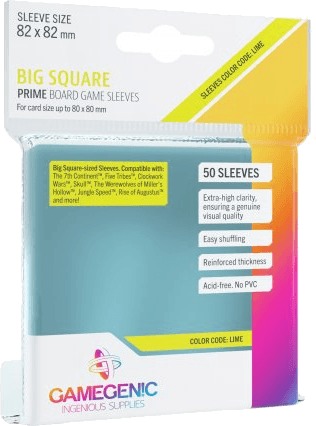 Gamegenic Prime Board Game Sleeves Lime 82 x 82 mm (50 sleeves)