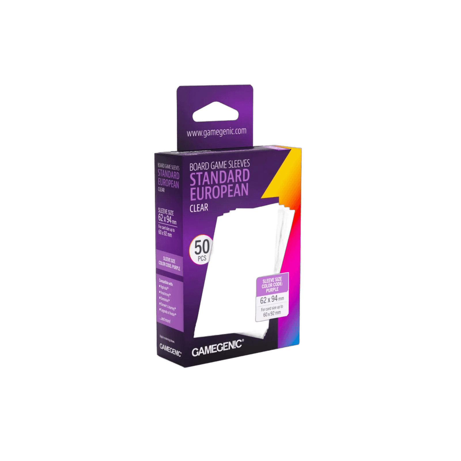 Gamegenic Standard European Sleeves Clear 62 x 94 mm (50 sleeves)