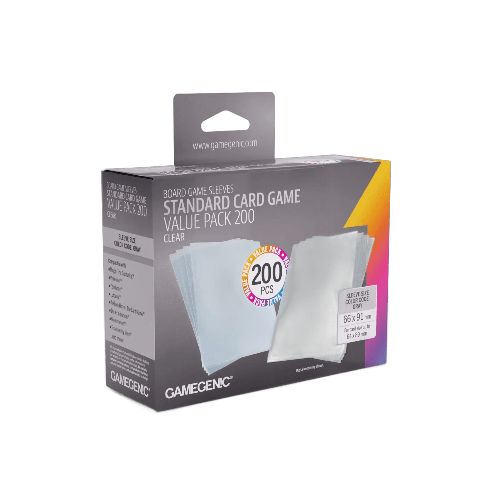 Gamegenic Standard Sleeves Value Pack Clear 66 x 91 mm (200 sleeves)
