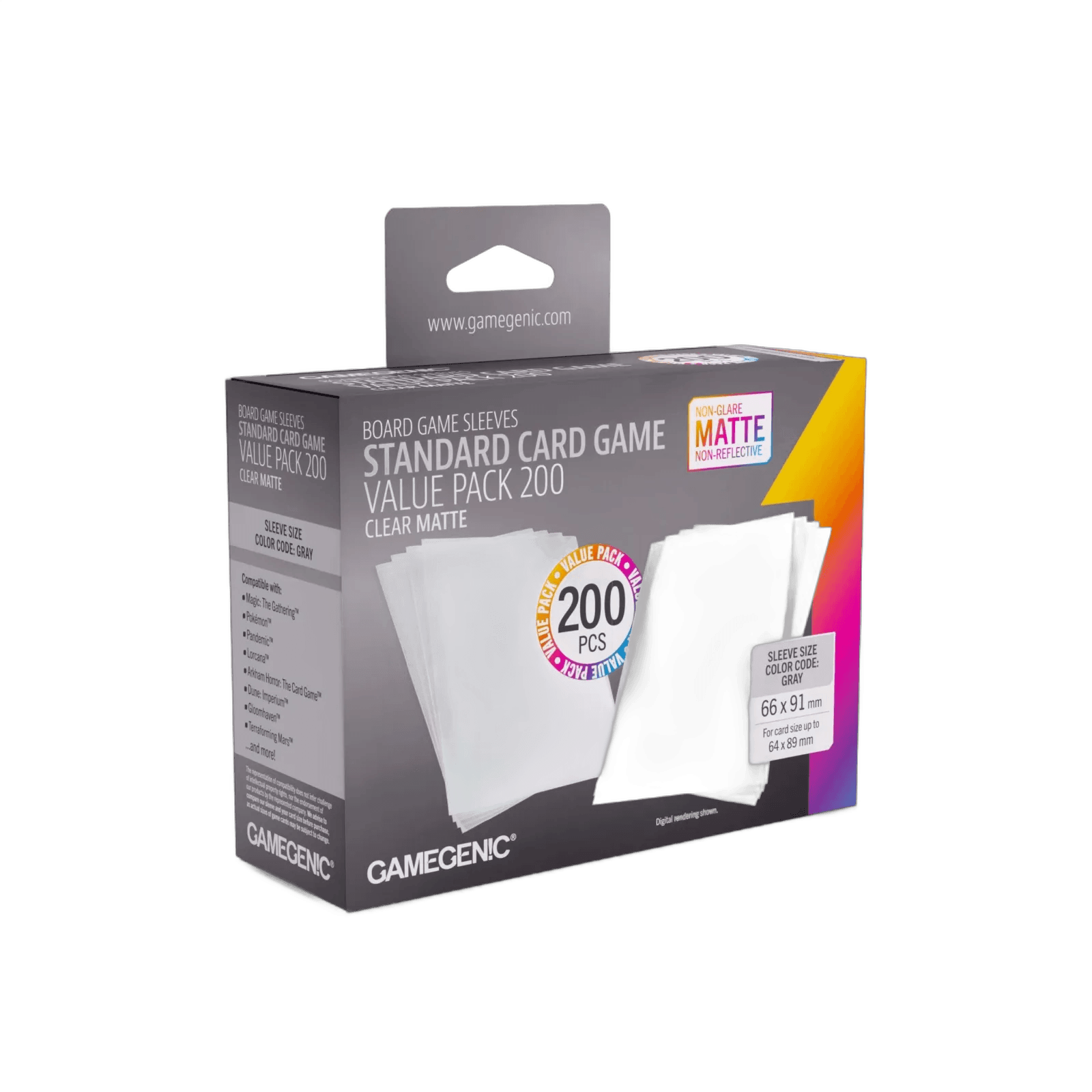Gamegenic Standard Sleeves Value Pack Clear Matte 66 x 91 mm (200 sleeves)