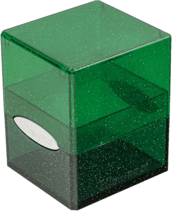 Ultra Pro Deckbox Satin Cube Green with Silver Glitter