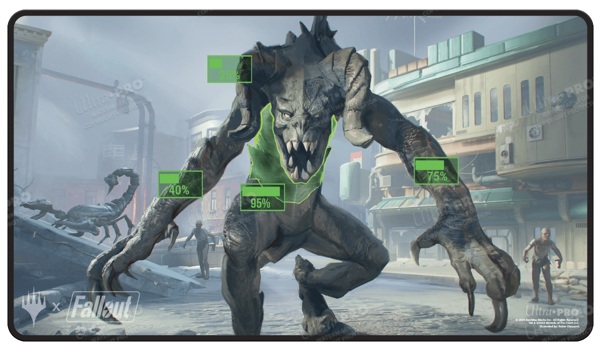 Ultra Pro Magic: The Gathering Universes Beyond Fallout Black Stitched Commander Playmat — V.A.T.S.
