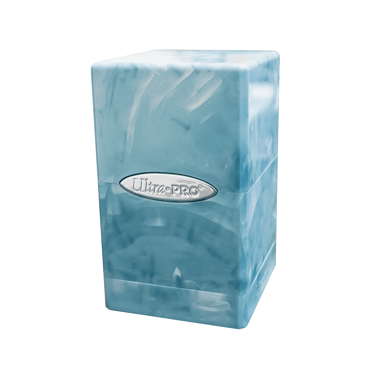 Ultra Pro Marble Satin Tower Deckbox — Light Blue / White