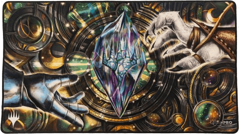 Ultra Pro Playmat Black Stitched Dominaria United — Stained Glass Planeswalker Symbol